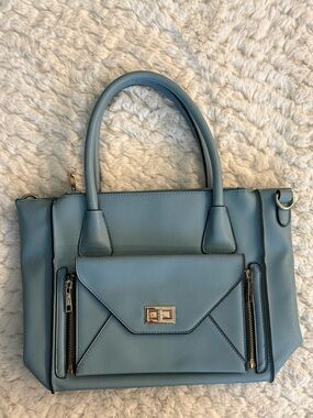 Classic Powder Blue Structured Satchel Handbag - Women's Satchel